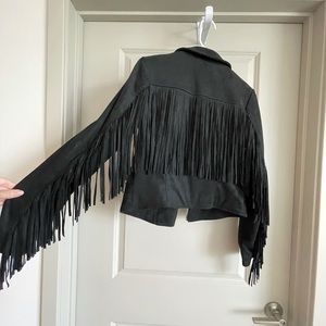 Black Suede Fringe Moto Style Jacket Super Cute!